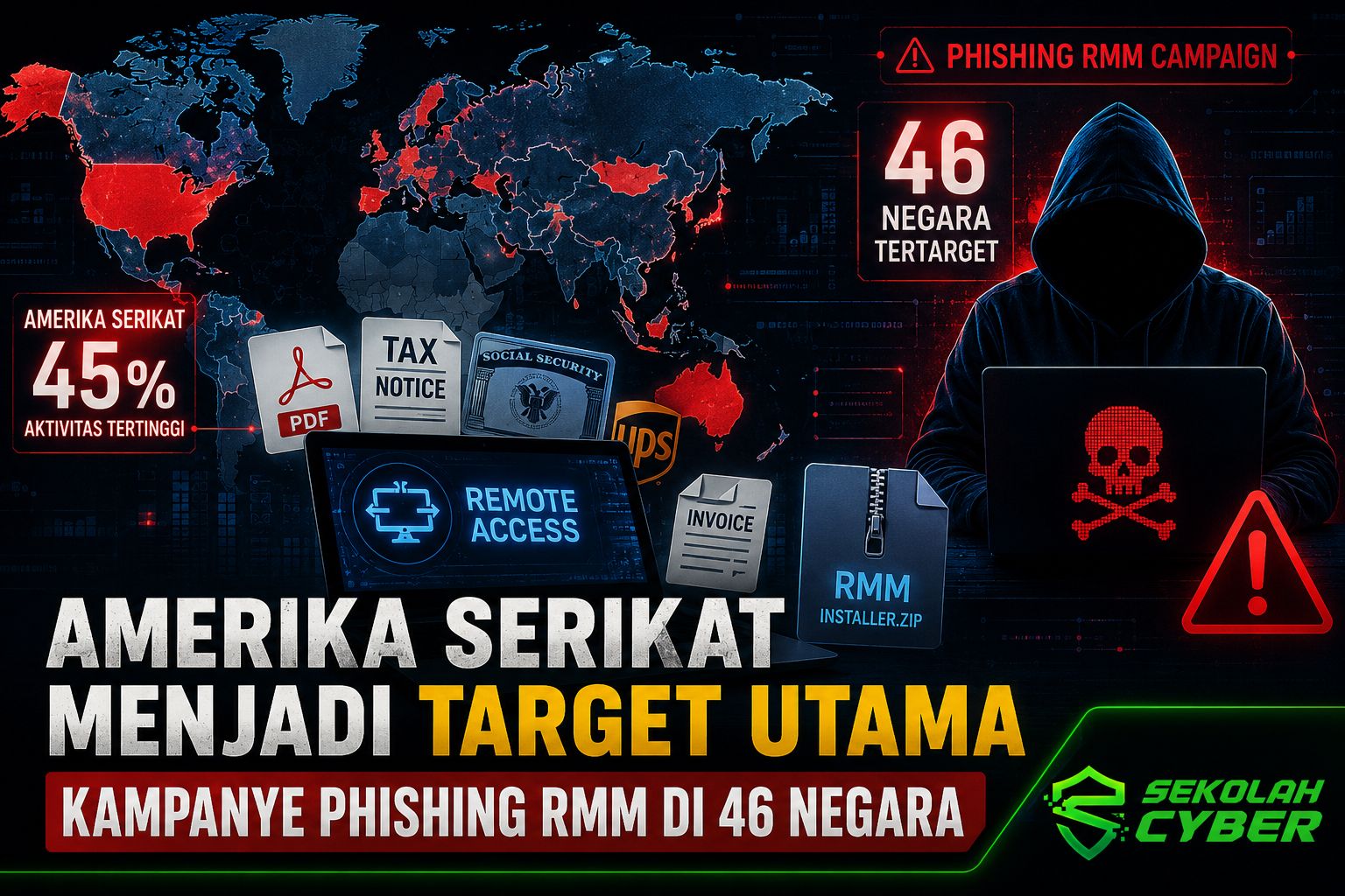 Amerika Serikat Menjadi Target Utama Kampanye Phishing RMM di 46 Negara